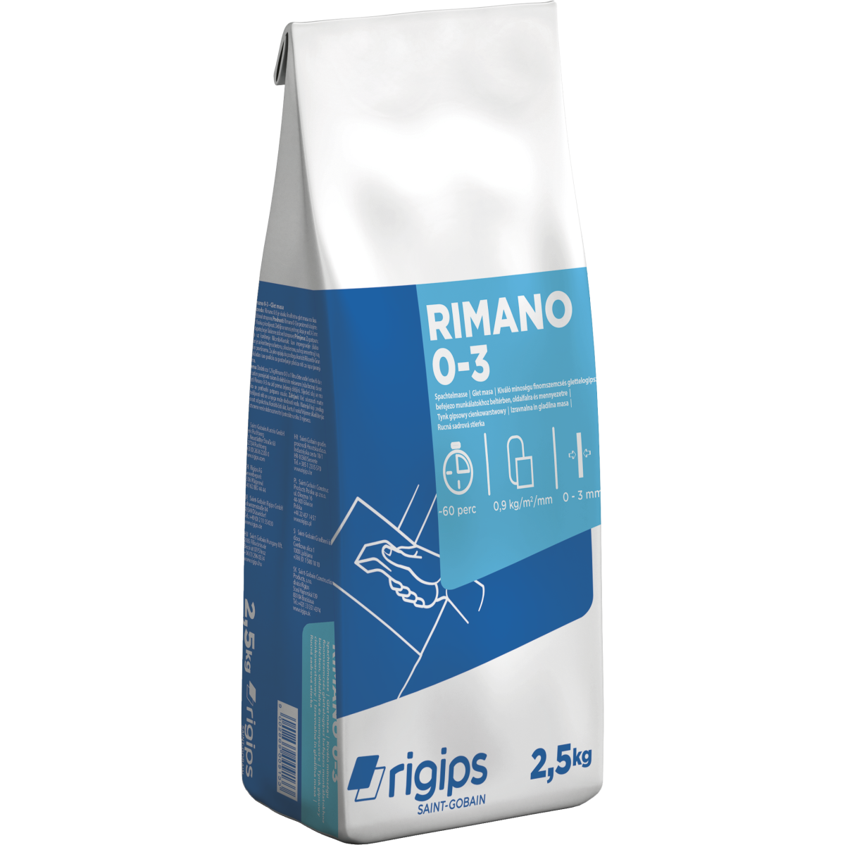 RIMANO 0-3 2,5KG BELSŐTÉRI NAGYSZILÁRDSÁGÚ GLETTELŐGIPSZ