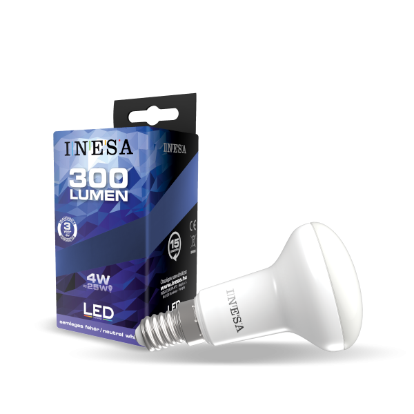 Inesa led fényforrás reflektor e14 4w r50 4000k 300lm - Izzó,