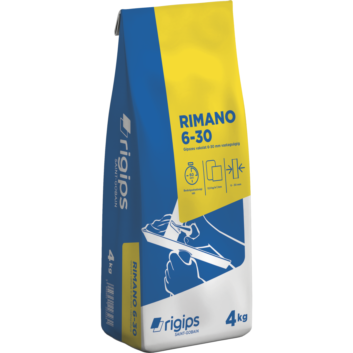 RIGIPS RIMANO 6-30 KÉZI VAKOLAT 4 KG, BELTÉRI, GIPSZES - Vakolat,