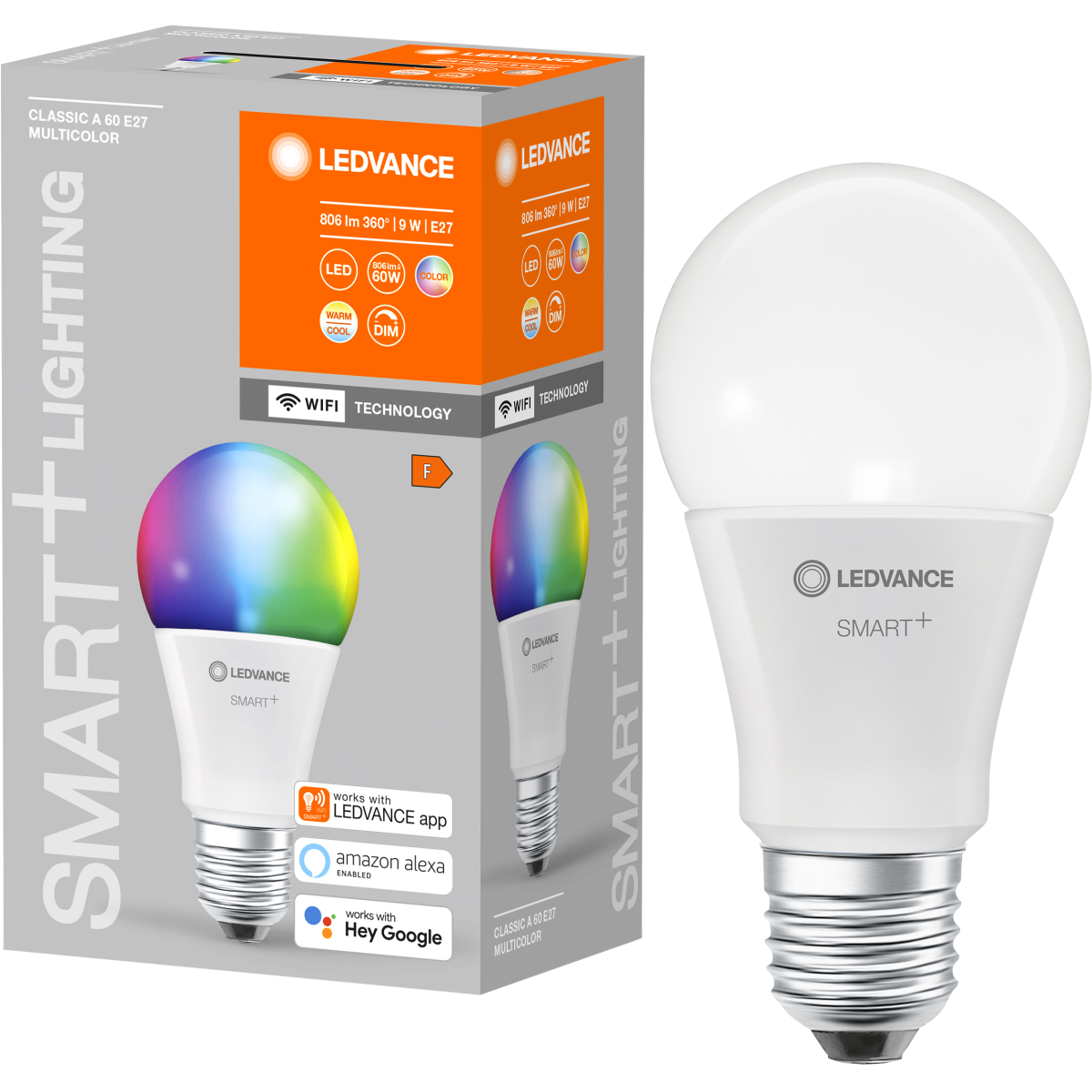 Smart+ wifi okos gömb fényforrás e27 9w 806lm dimmelhető színes