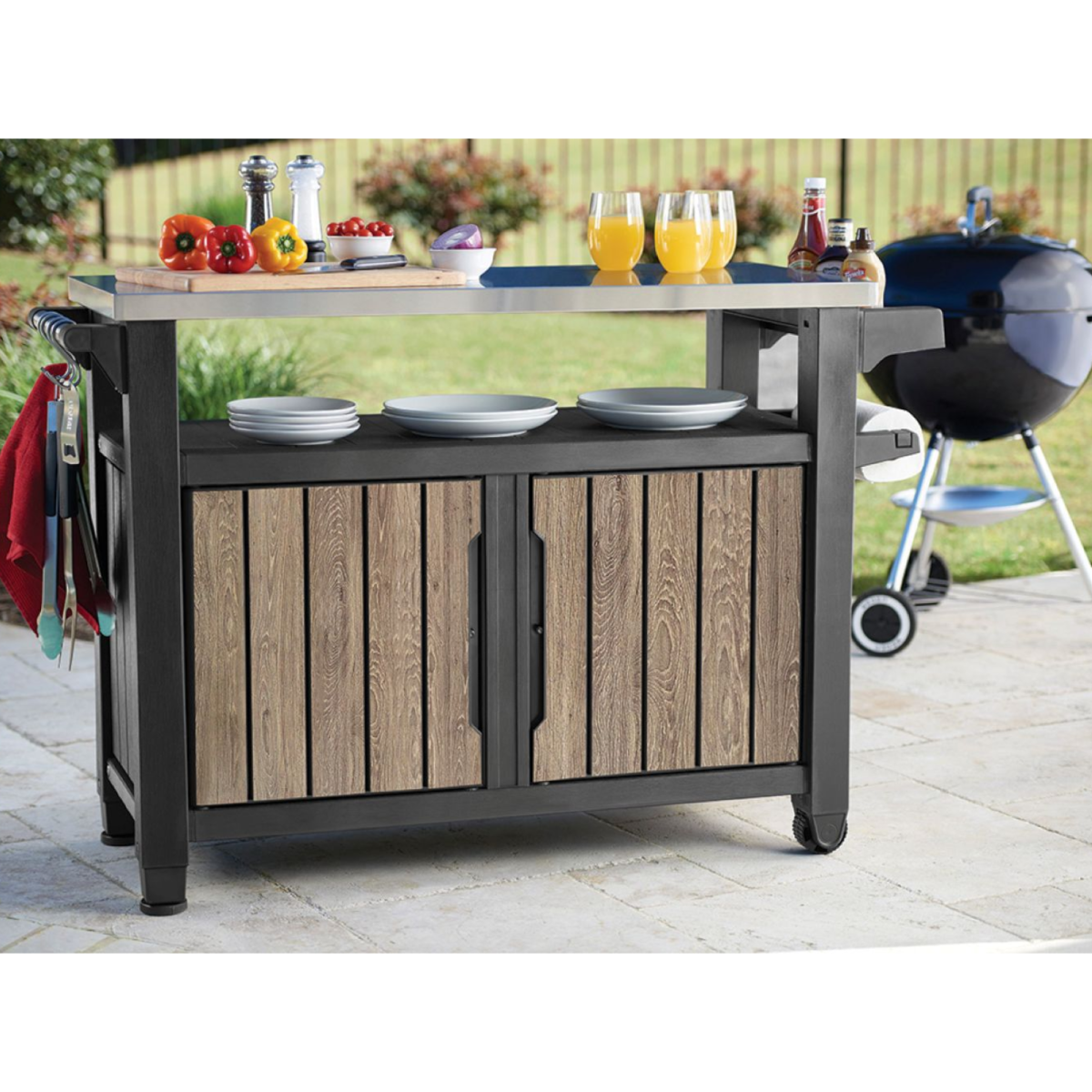 Keter kerti grill asztal decocoat unity xl 207l műanyag kőrisfa