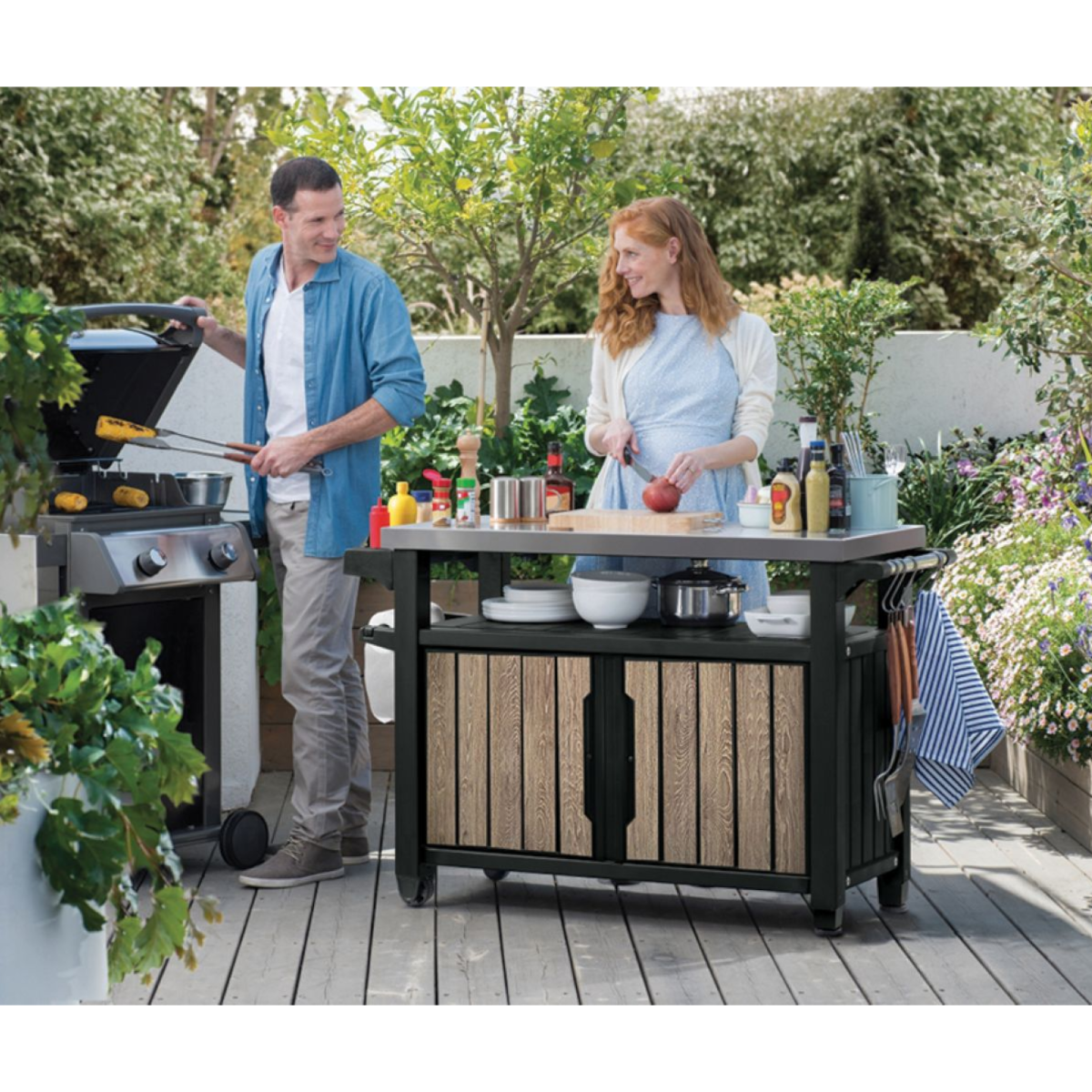 Keter kerti grill asztal decocoat unity xl 207l műanyag kőrisfa