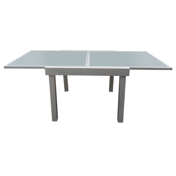 ASZTAL ALUMINIUM 90/180X90X75CM EDZETT ÜVEGLAPPAL Outlet